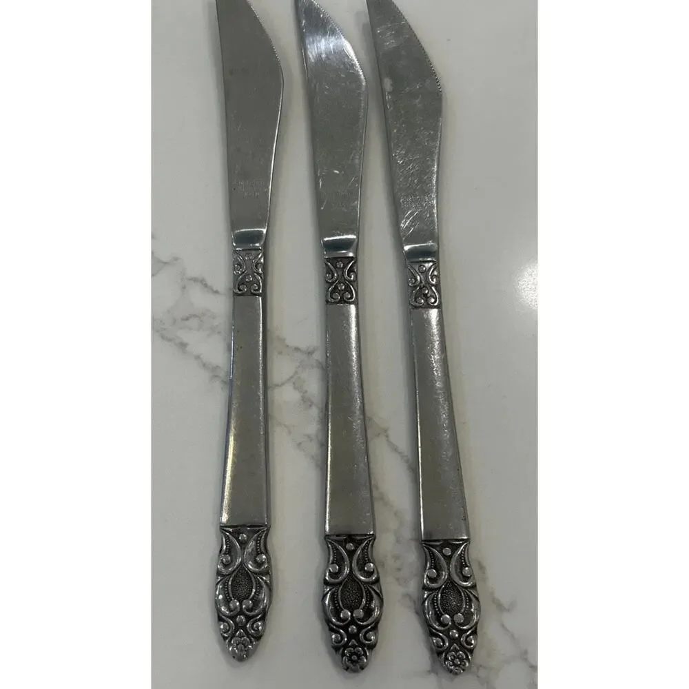 Vintage National Stainless OLAF Flatware Japan Set‎ Of 3 Dinner Knives